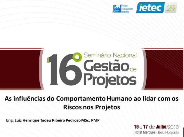 16º Seminário Nacional de Gestão de Projetos - 2013